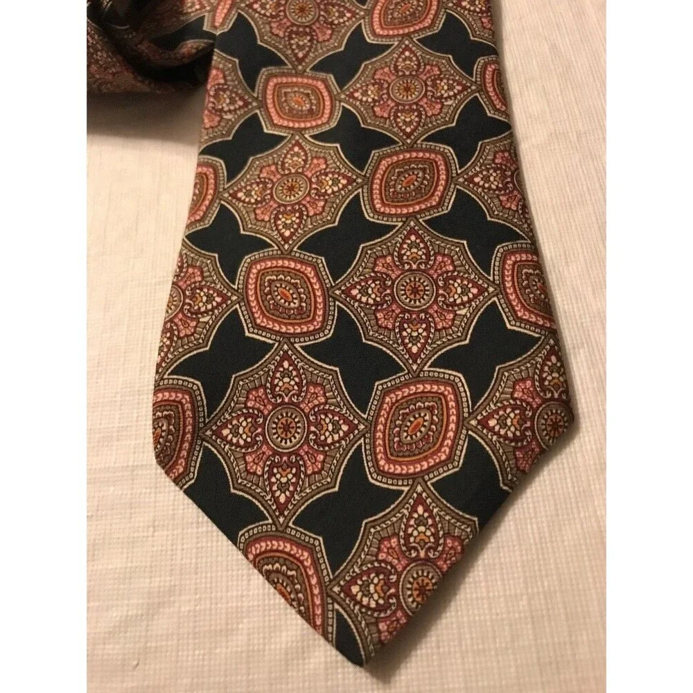 Liberty Of London Men's Neck Tie 100% Silk Blue Multi Color Printed Made In USA